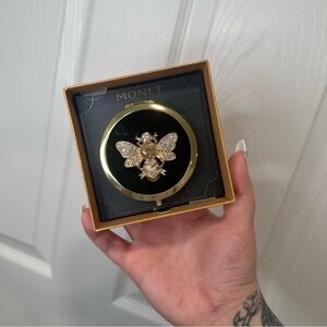 Monet Black & Gold Jeweled Bee Mirror